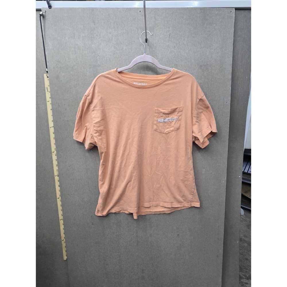 Margaritaville It's Five O'Clock Somewhere Pocket Tee Shirt Orange Large
